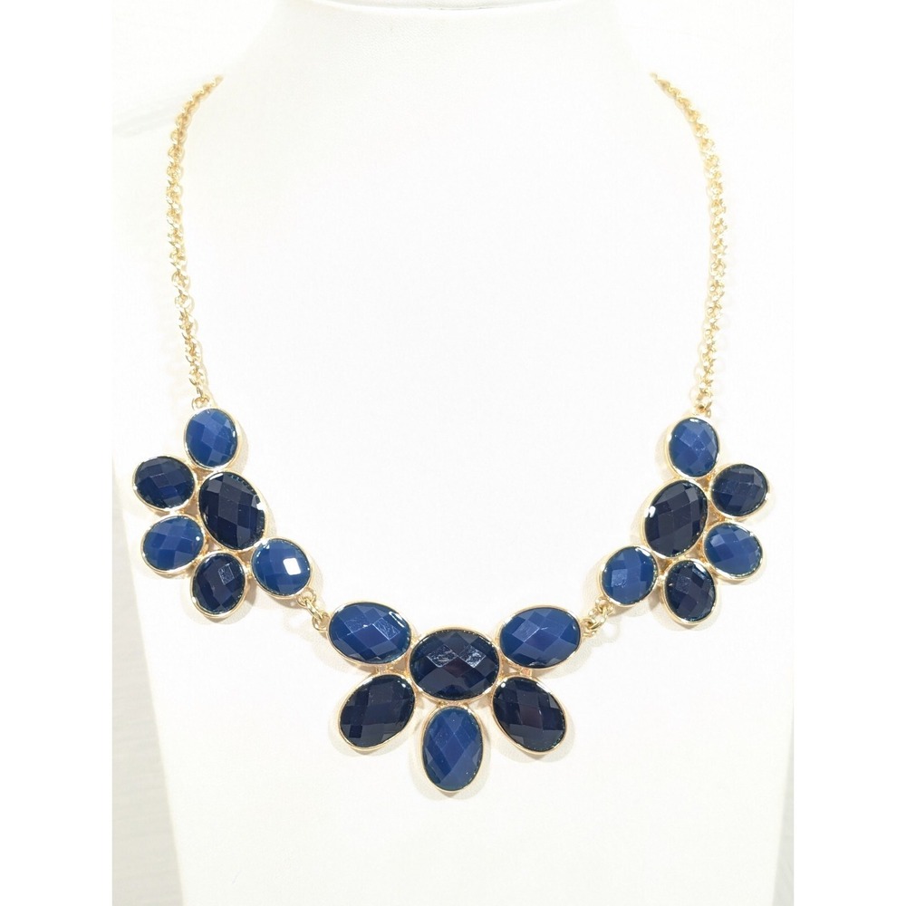 Charming Charlie Shadesβ of Blue Cabochon Statement Necklace Gold Tone 21 inch
